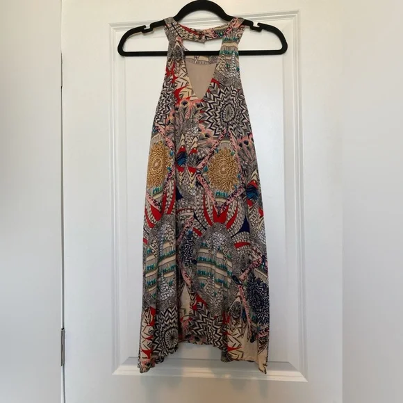 JODIFL Multicolor Printed dress with Red and Blue Accents - Picture 2 of 6